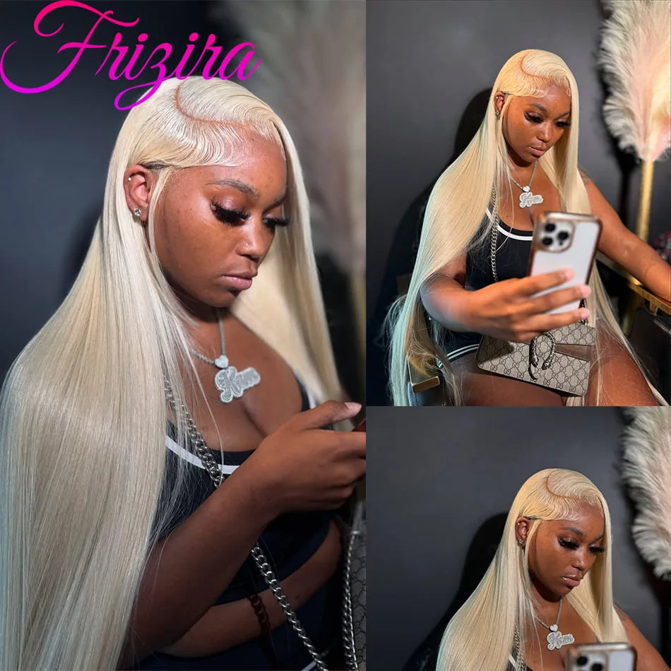 613 Blonde HD Lace Human Hair Wigs 13x6 Transparent Lace Frontal Wigs Bone Straight 100% Brazilian Human Hair Wigs 220 Density