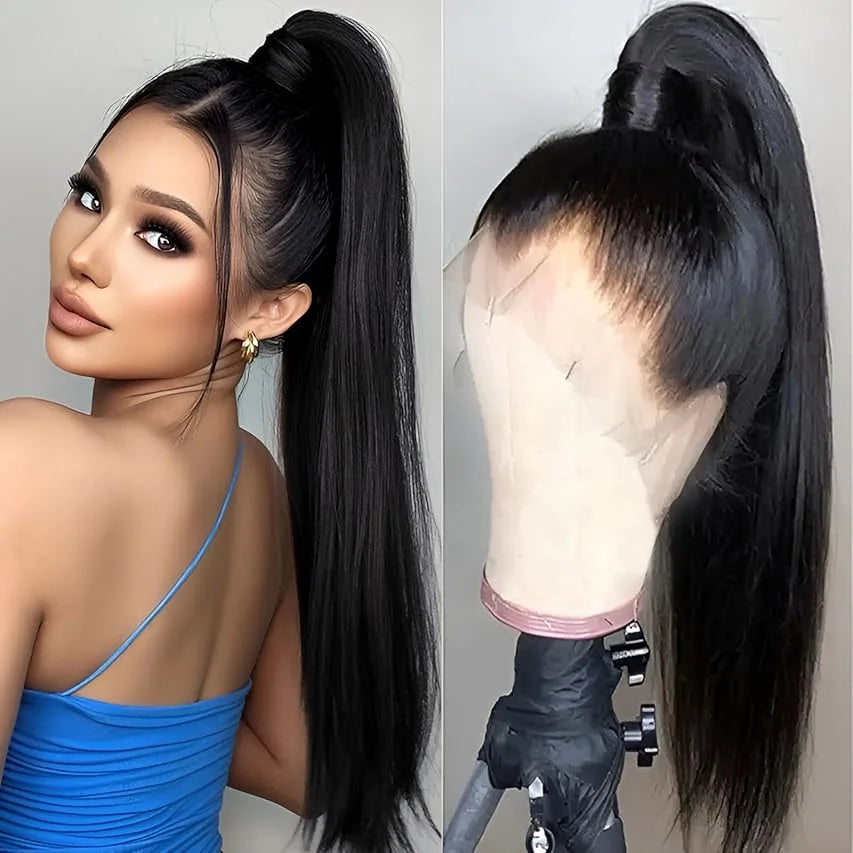20 22 24 Inch 13x4 13x6 HD Transparent Bone Straight Lace Front Wigs 200 Density 360 Lace Brazilian Human Hair Wigs For Women