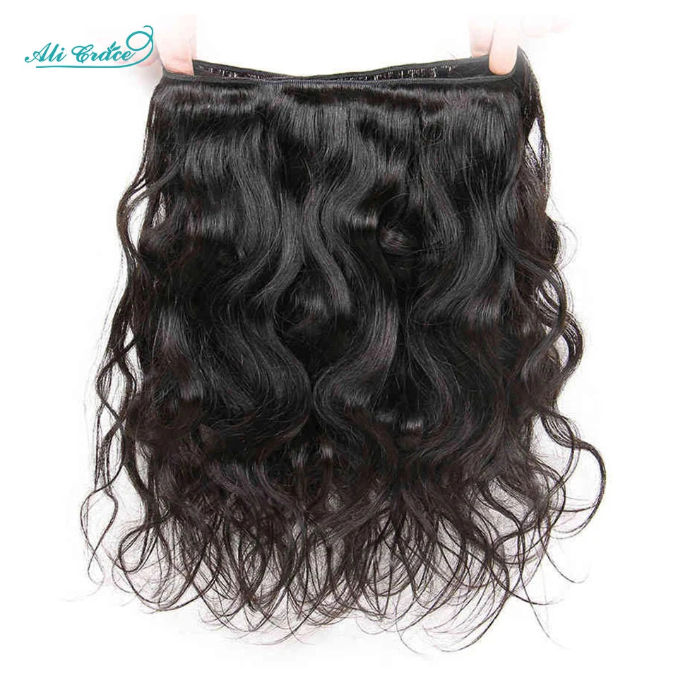 ALI GRACE Hair Indian Body Wave Hair Bundles Deal 100% Remy Human Hair Extensions Body Wave 3 Bundles Natural Color 10-28 inch