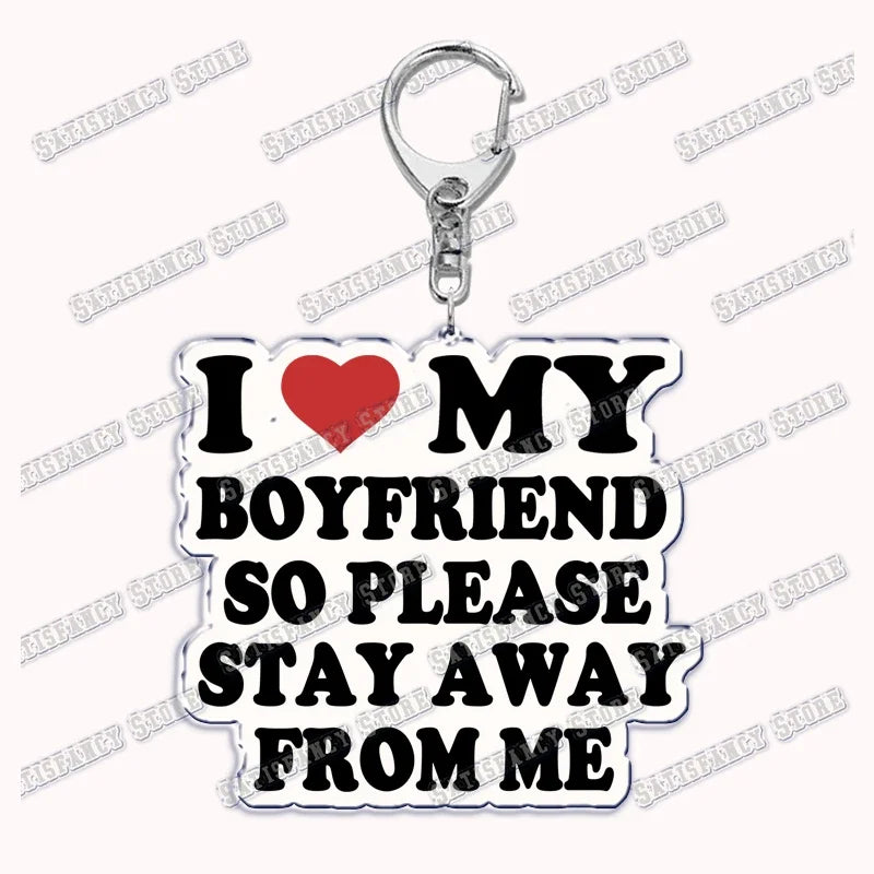 Custom I Love You My Fictional Boyfriend Awesome Girlfriend Keychain Emo Boys Hot Wife Mom Dad Key Ring Keychains Bf Gf Gifts