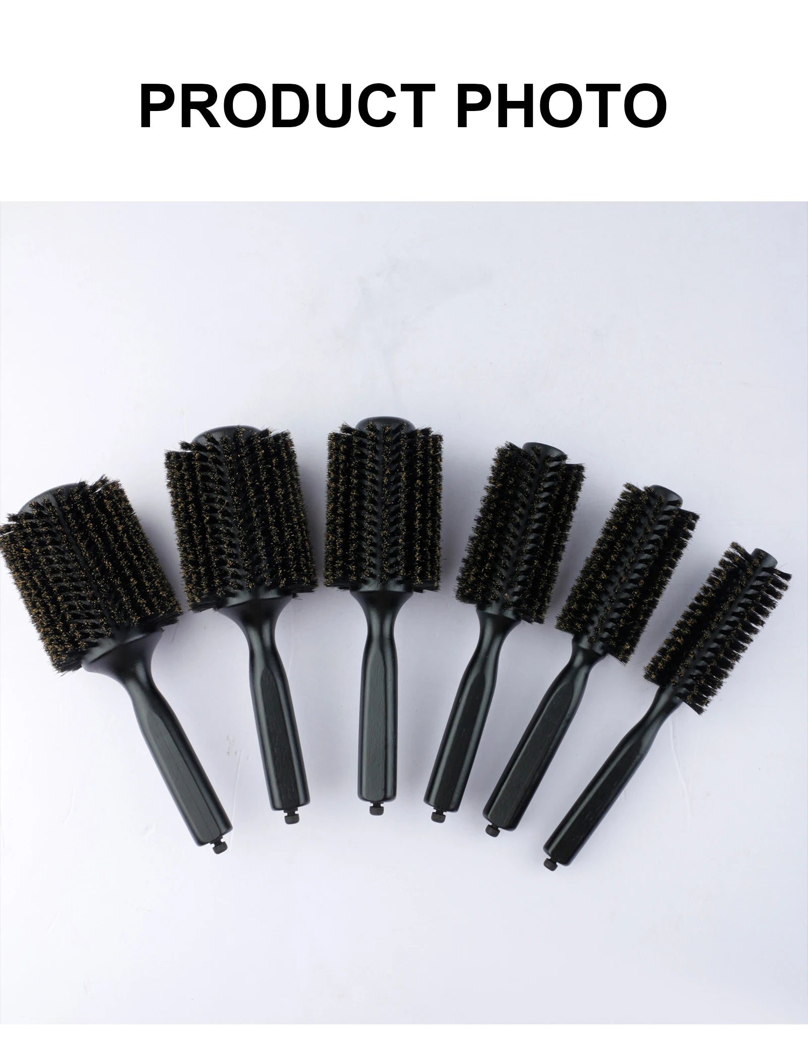 6 Sizes Boar Bristle Round Hair Brush Curly Hair Styling Comb Professional Removable Tail Barber Hairdresser Round Rolling Comb