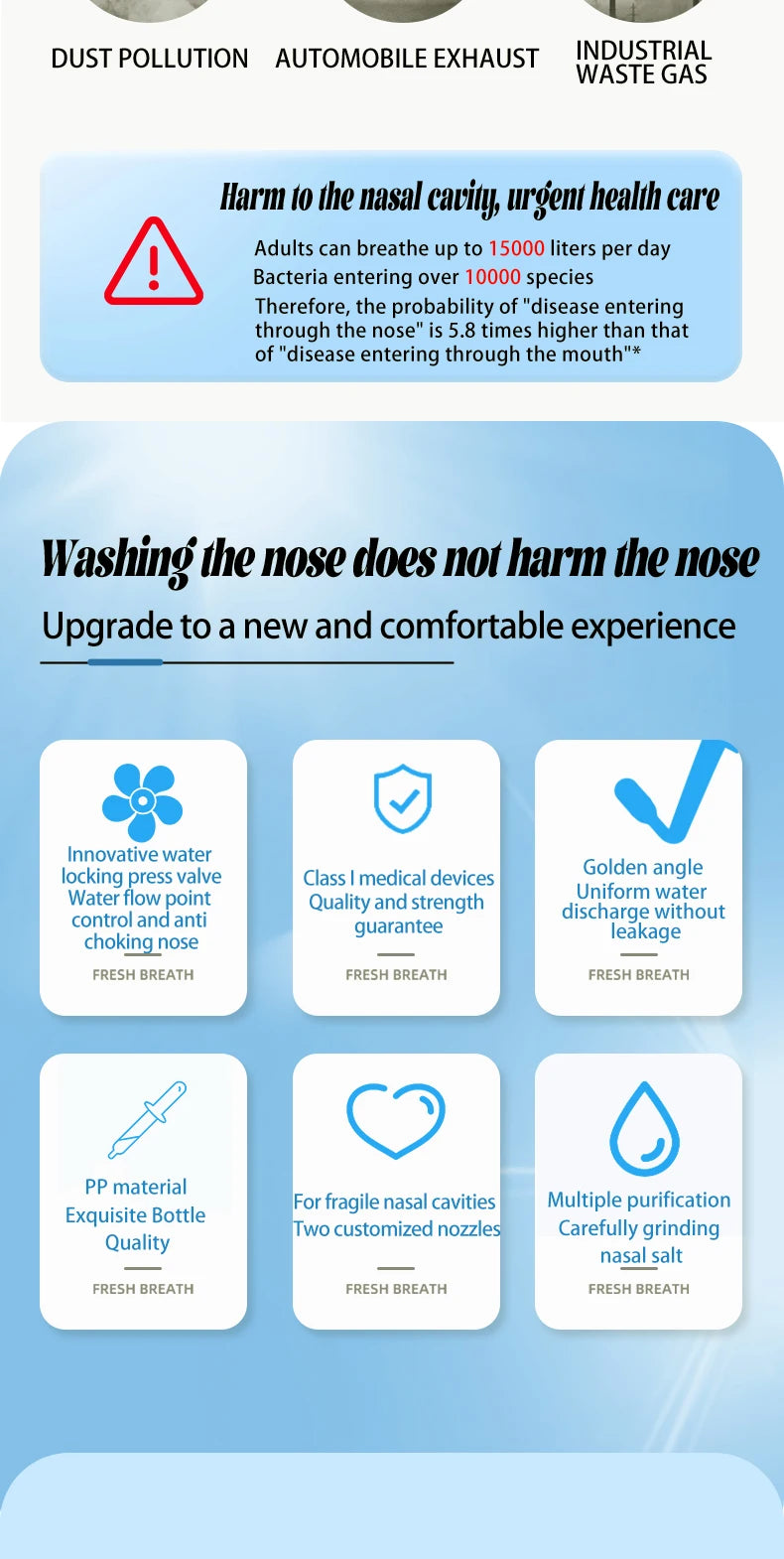Nose Wash Cleaner Nasal Irrigator Rinse Bottle Nose Protector Avoid Allergic Rhinitis Adults Children Neti Pot 300ML 500ML