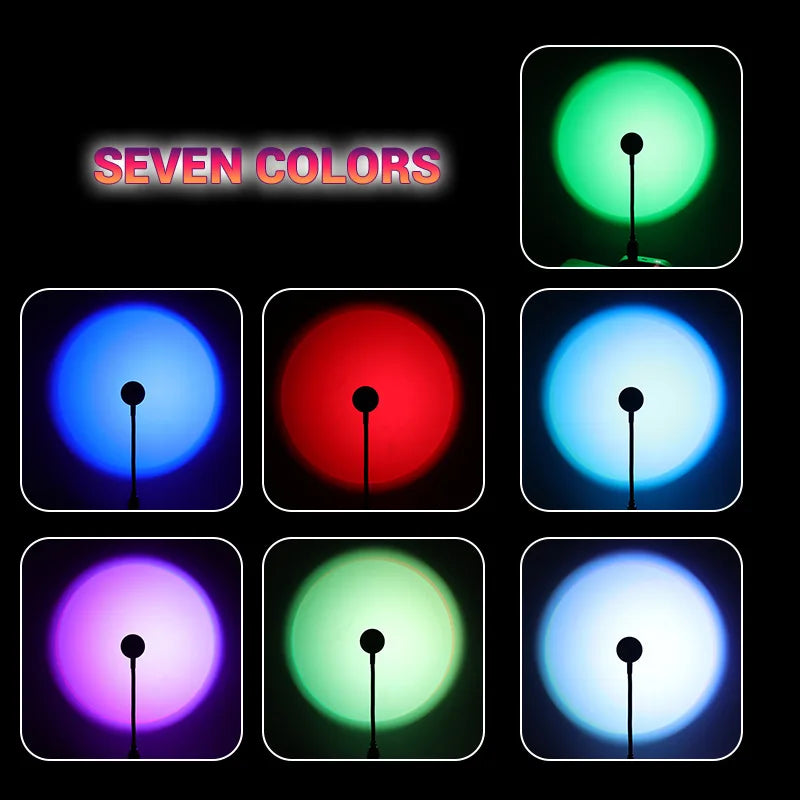 USB Sunset Light Mobile Phone Self Photography Light  LED Rainbow Neon Night Light Projector Photography Wall Atmosphere Light
