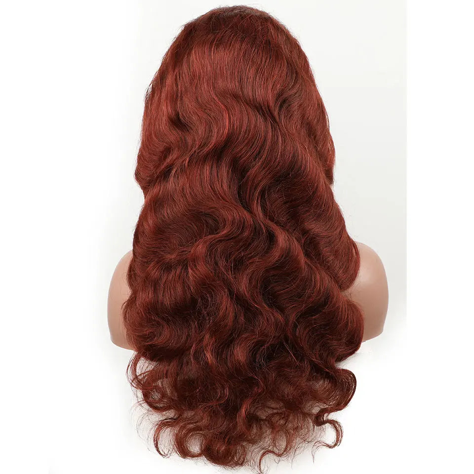 ISEE Hair Wig Brazilian Body Wave Colored Lace Front Wigs Chocolate Brown Human Hair Reddish Brown Closure Wig 99j Burgundy