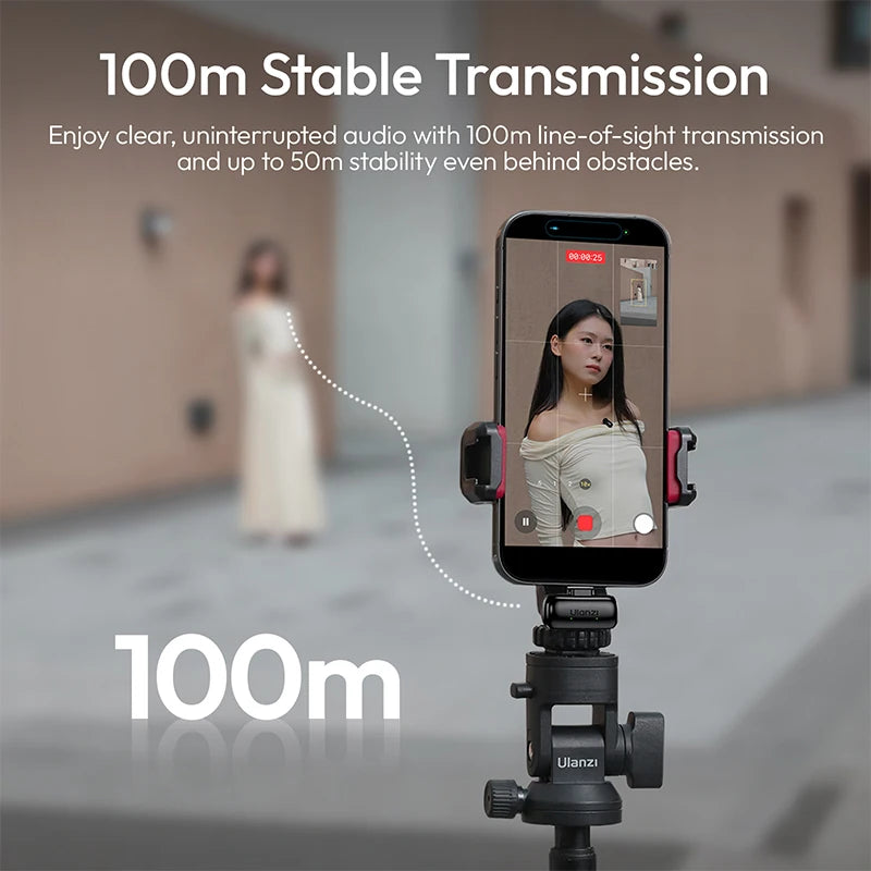 Ulanzi A200 Mini Mic 48kHz/24bit 100m SNR 75dB for Smartphone Camera Livestreaming Street Interview Vlogging Wedding Videography