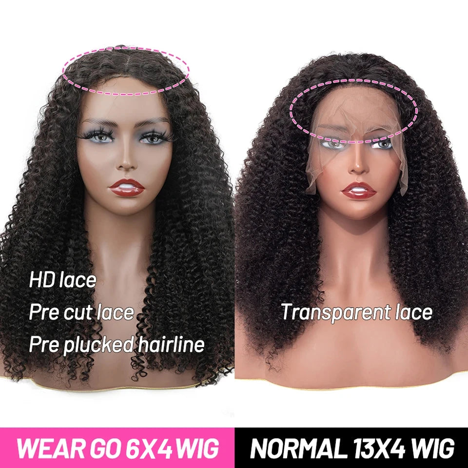 Wear Go Glueless Wig ISEE HAIR Mongolian Kinky Curly 7x5 HD Lace Wigs Ready To Wear 13X4 Lace Front Wig Pre Bleached Knots