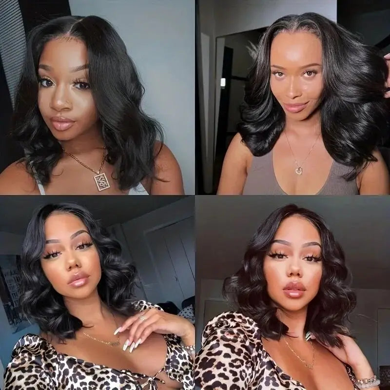 ISEE Hair Body Wave Lace Front Wig Pre Bleached Knots Glueless Wigs Wear And Go Short Bob Human Hair Wigs Closure Wigs