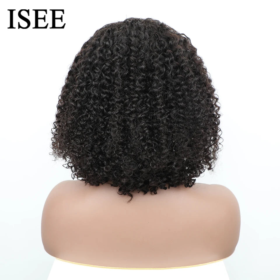 Wear Go Glueless Wig ISEE Indian Kinky Curly Short Bob 7x5 Glueless Wig Human Hair Ready To Wear 13x4 Wig Pre Bleached Knots