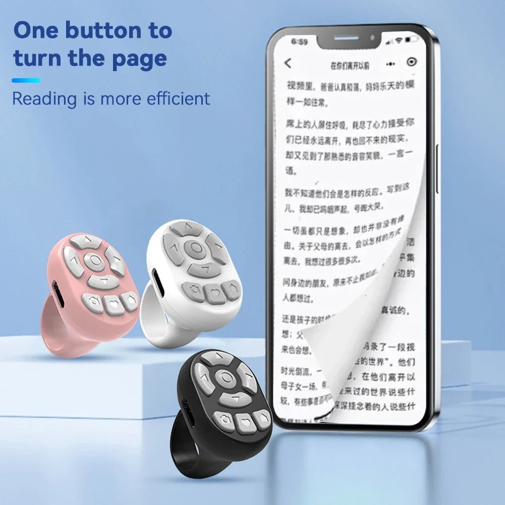 Multi-function Bluetooth Ring Remote Control Portable Fingertip Selfie Video Controller Automatic Page Turner Browsing For Phone