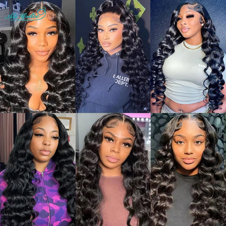 Ali Grace Hair Loose Wave Bundles with Frontal 13x4 Brazilian Hair Loose Wave 3 Bundles with Closure Ear to Ear Lace Frontal