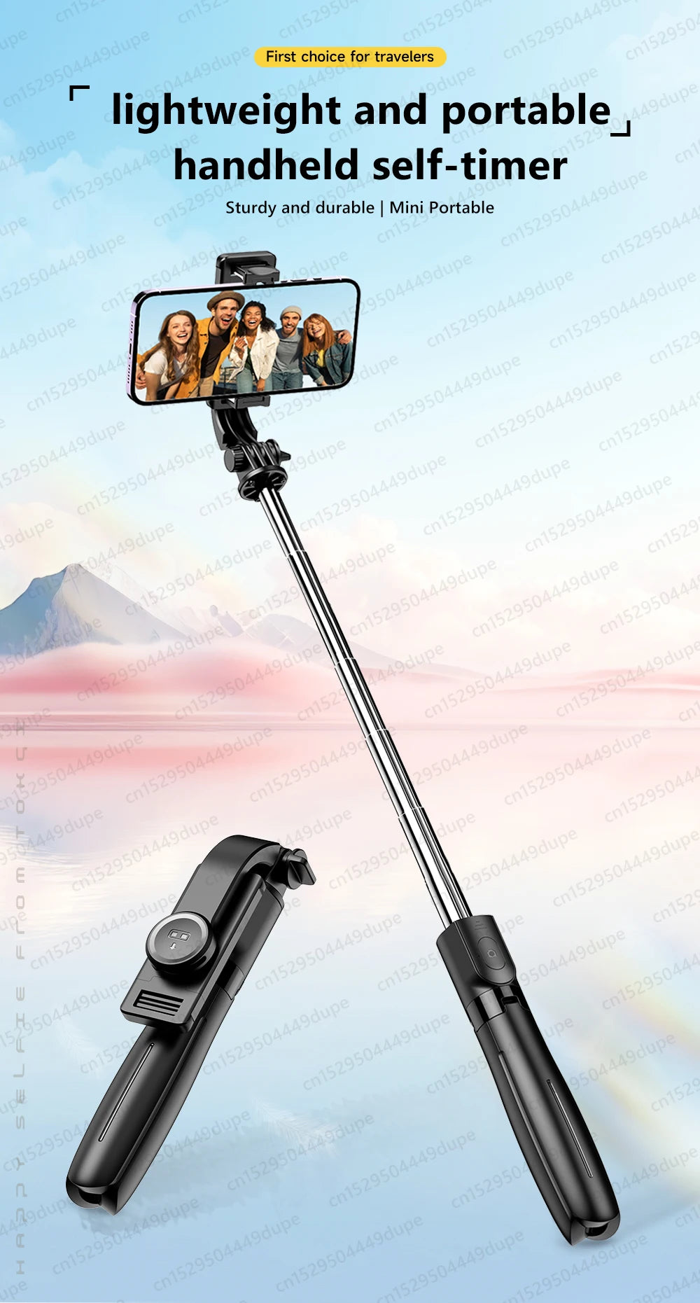 TOKQI-L21 Selfie Stick Telescopic Travel Handheld Tripod Portable Phone Stand for Cell Phone Live Streaming TikTok Recording