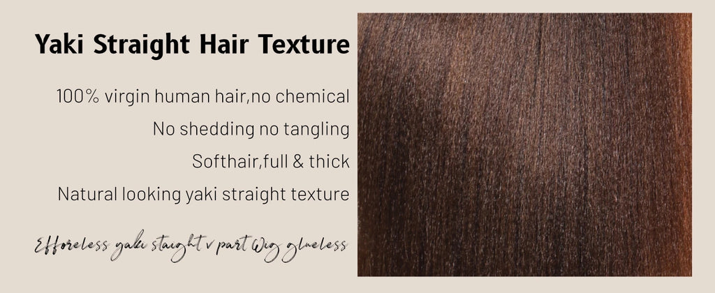 UNice Hair EasiContour Yaki Straight V Part Wig Ombre Brown Color 100% Human Hair Wig Minimal Leave Out Upgrade U Part Wig