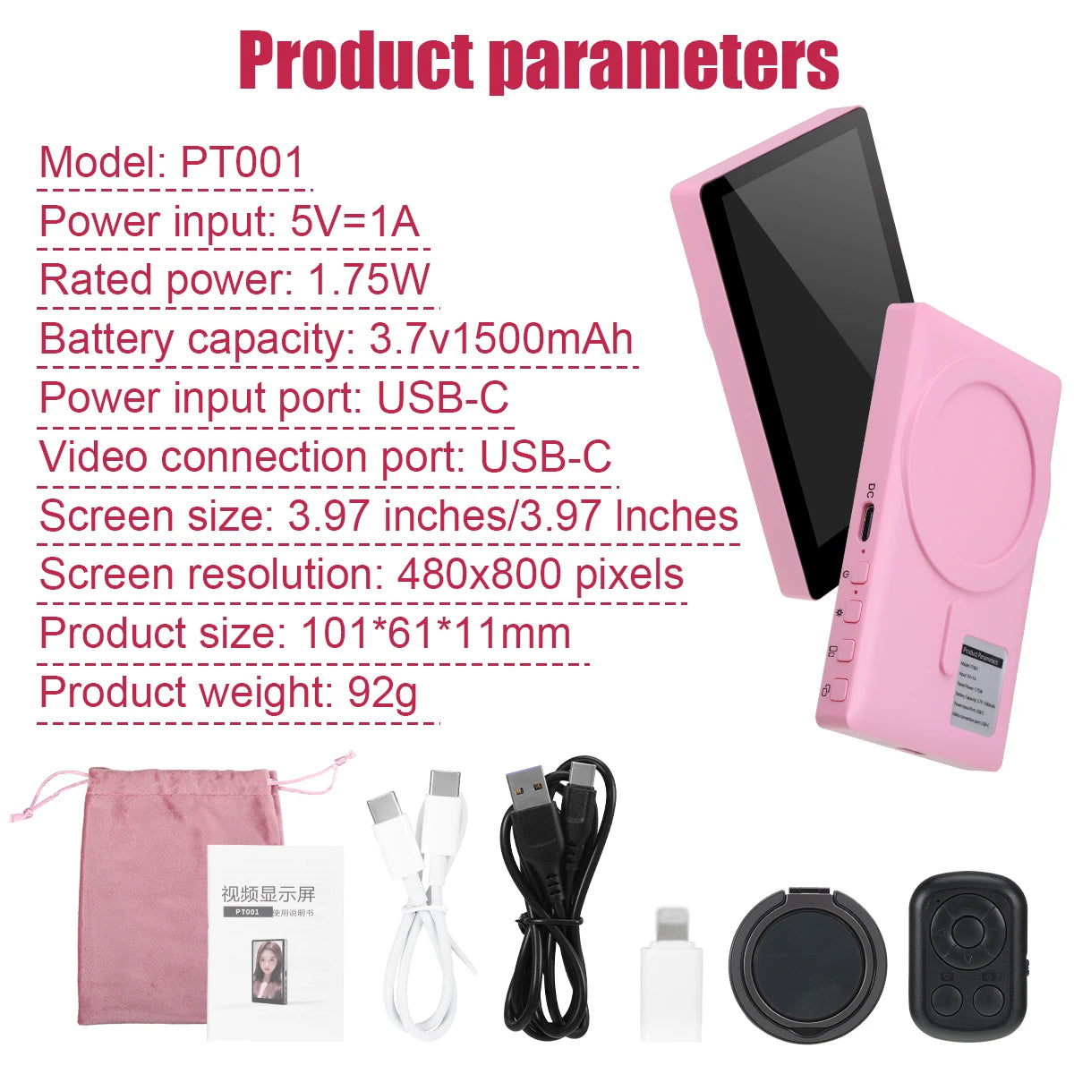Mobile Phone Wireless Magnetic Selfie Monitor Screen For Smartphone Vlog Live Stream Video Recording for iPhone Android phone