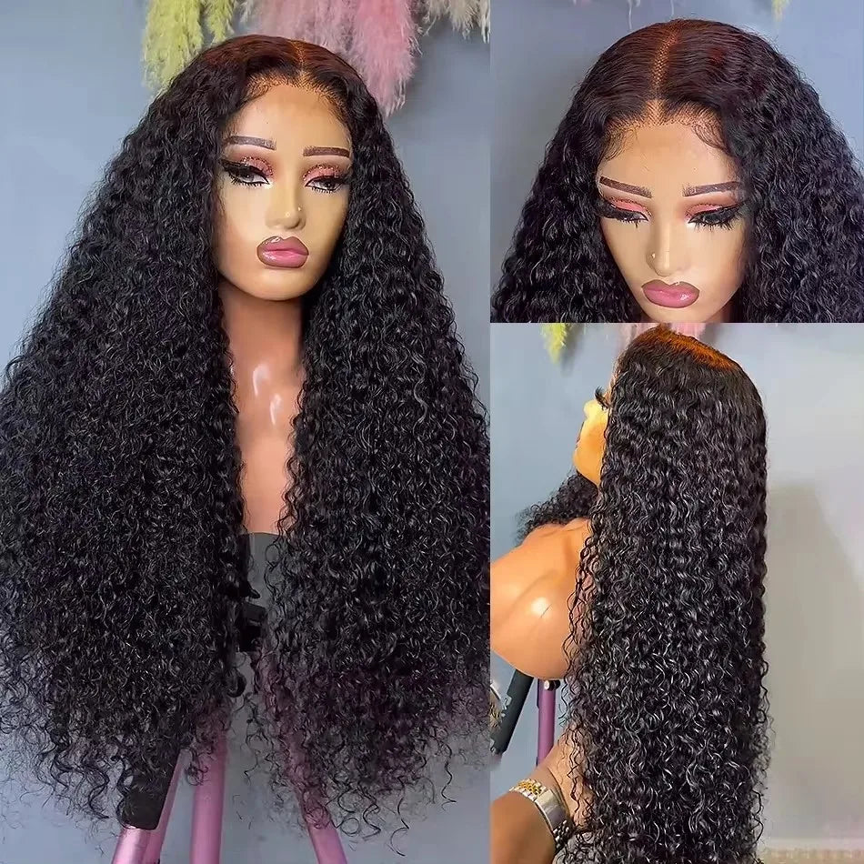 Natural Black Color 13X4 HD Lace Frontal Synthetic Wig For Women Deep Curly Preplucked With Baby Hair Cosplay Daily Drag Queen