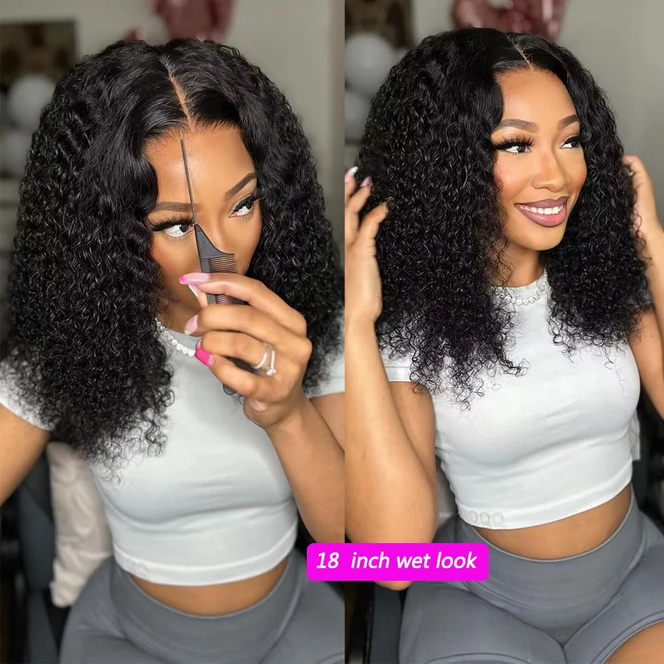 10A Real Glueless Wigs Human Hair Wigs Ready To Wear Bleached Knots 6x4 Pre Cut HD Transparent Lace Closure Wig Jerry Curly 210%