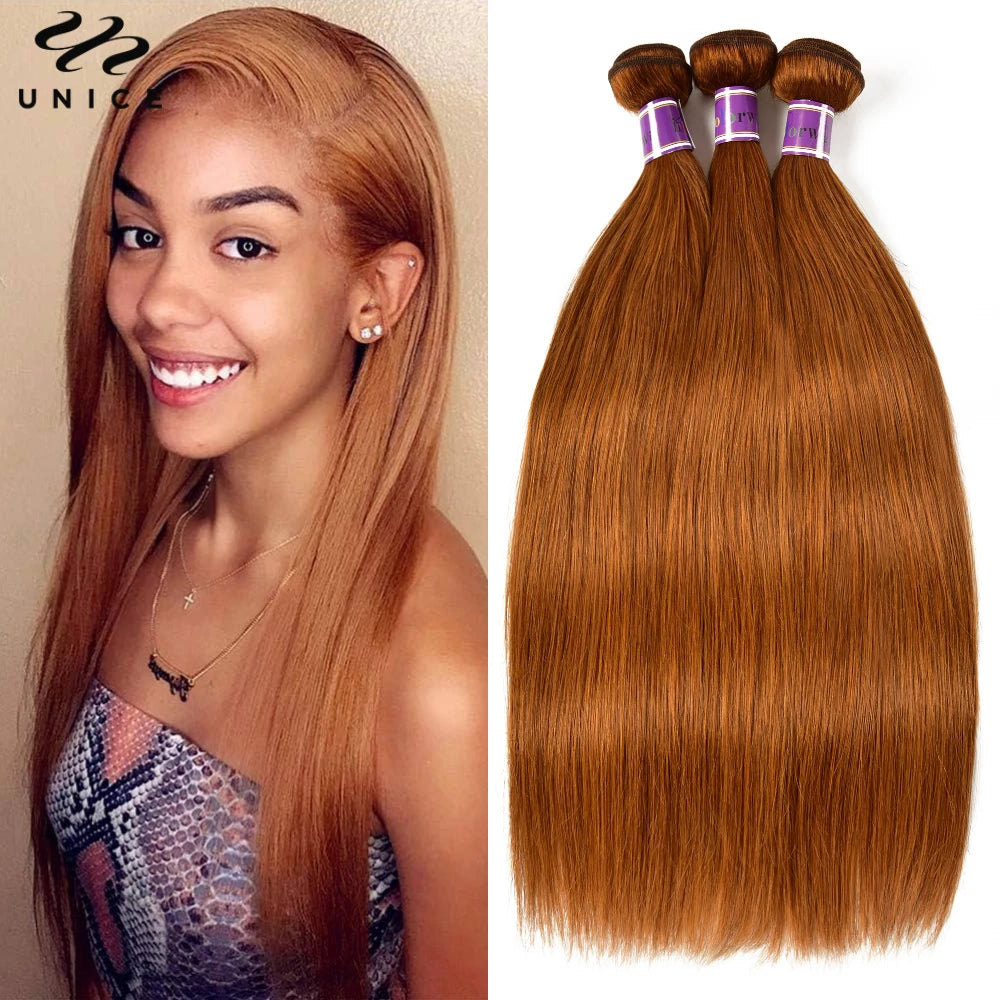 UNice Hair #30 Arburn Silky Straight Virgin Human Hair Bundles 1/3/4 PCS Deal 100Grams 10A Grade 100% Human Hair Extensions