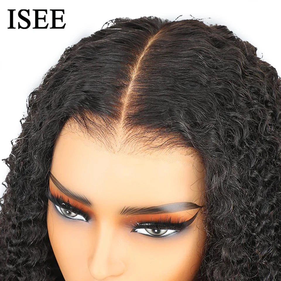 Kinky Curly Lace Front Wig Wear And Go Pre Bleached Knots 6x9 Curly Glueless Wig Human Hair Pre Cut PrePlucked ISEE Hair Wig