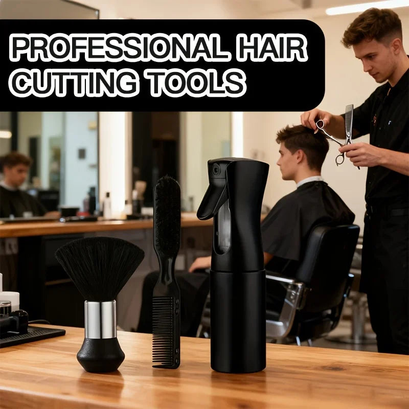 3piece Salon Professional Haircut Kit with Spray Bottle Cleaning Brush for Barbers & Home Use Salon Styling Accessories