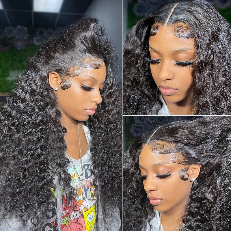 Deep Wave Lace Front Human Hair Wigs 200% Density 13x6 Lace Frontal Wigs 100% Human Hair Deep Wave Lace Front Wig Pre Plucked