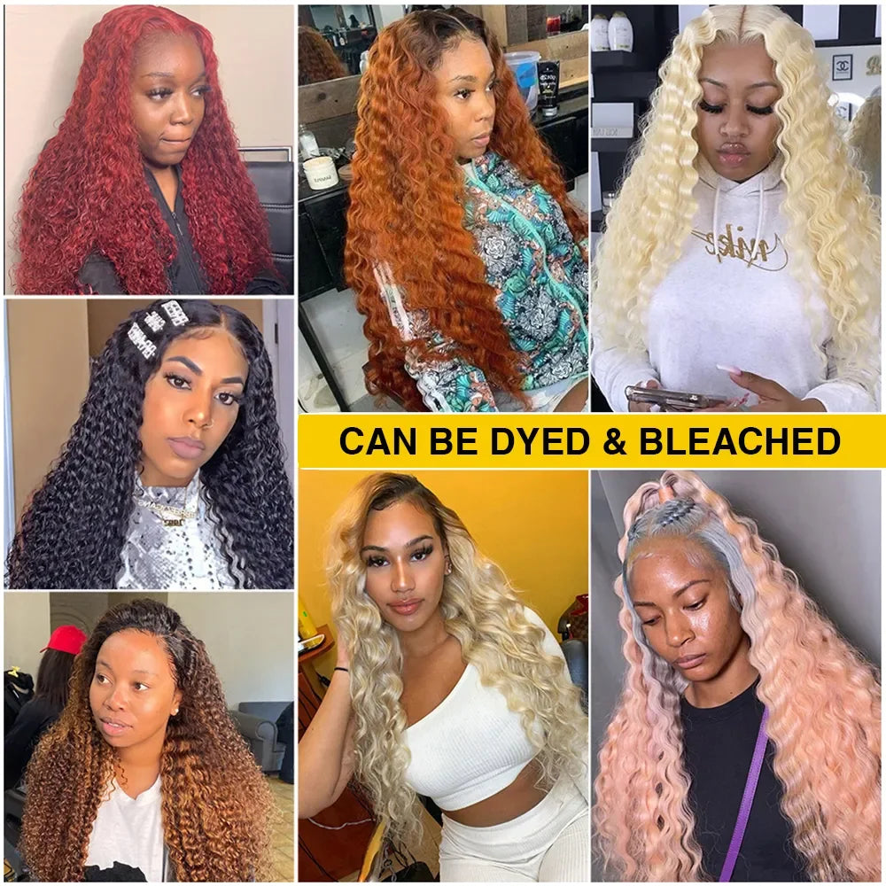 Honey Blonde Lace Front Wig Human Hair - 13x4 HD Lace Deep Wave Wig 30 Inch 200% Density Brazilian Remy Hair