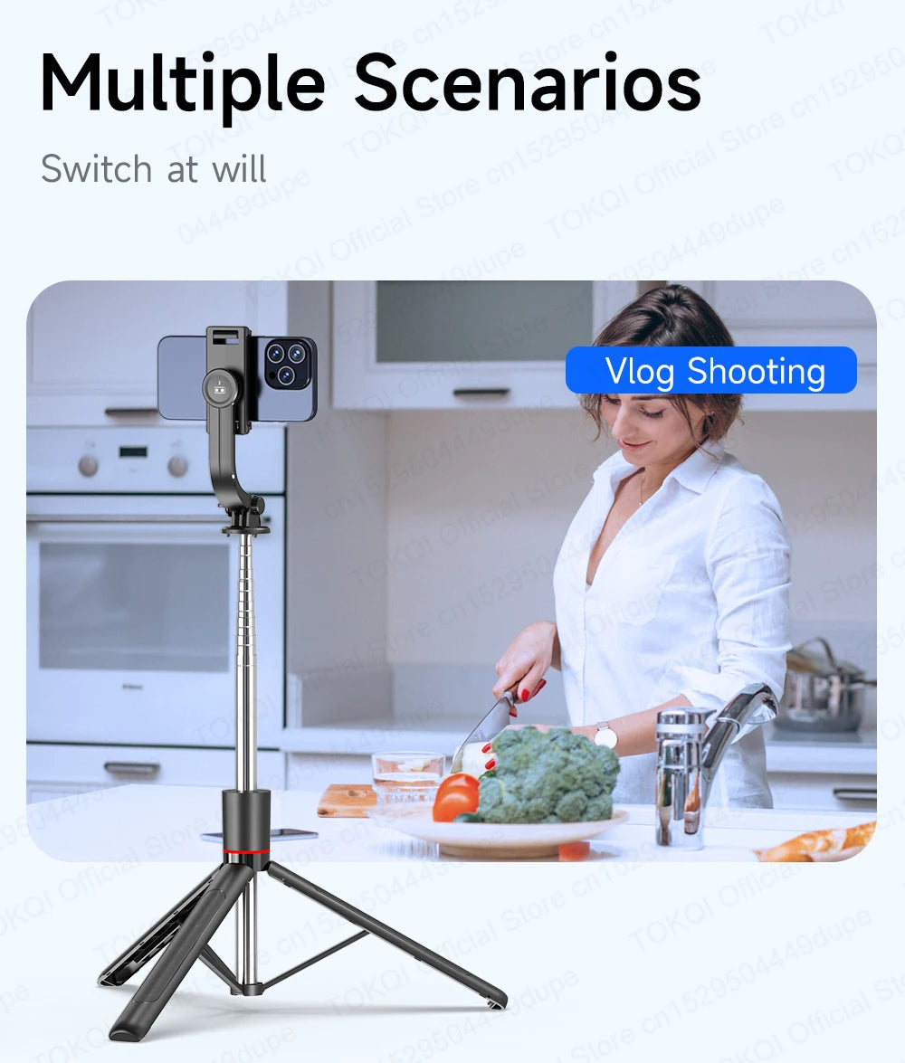 F15 Selfie Stick Tripod Extendable Pole with Wireless Bluetooth Remote Phone Holder for Smartphone Shooting Vlog Video Recording