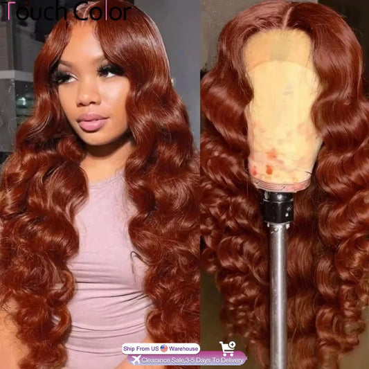 Auburn Reddish Brown Body Wave Lace Front Wig - 100% Human Hair HD Lace 13x6 Frontal Wig