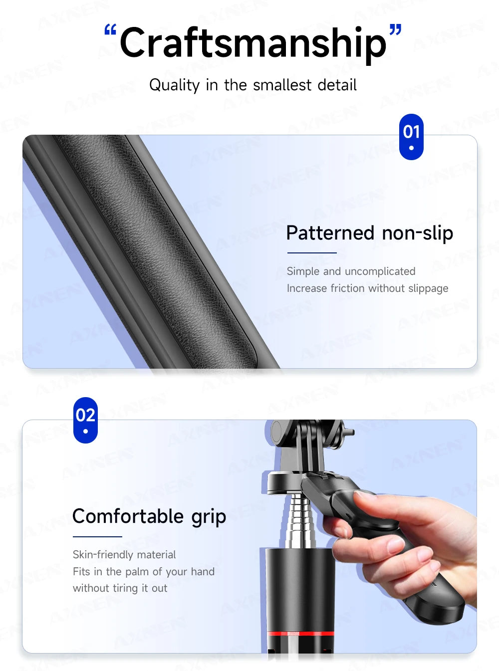 AXNEN New 1.7M Wireless Selfie Stick Tripod Foldable Stand For Gopro Action Camera Smartphones Balance Steady Shooting Live Vlog