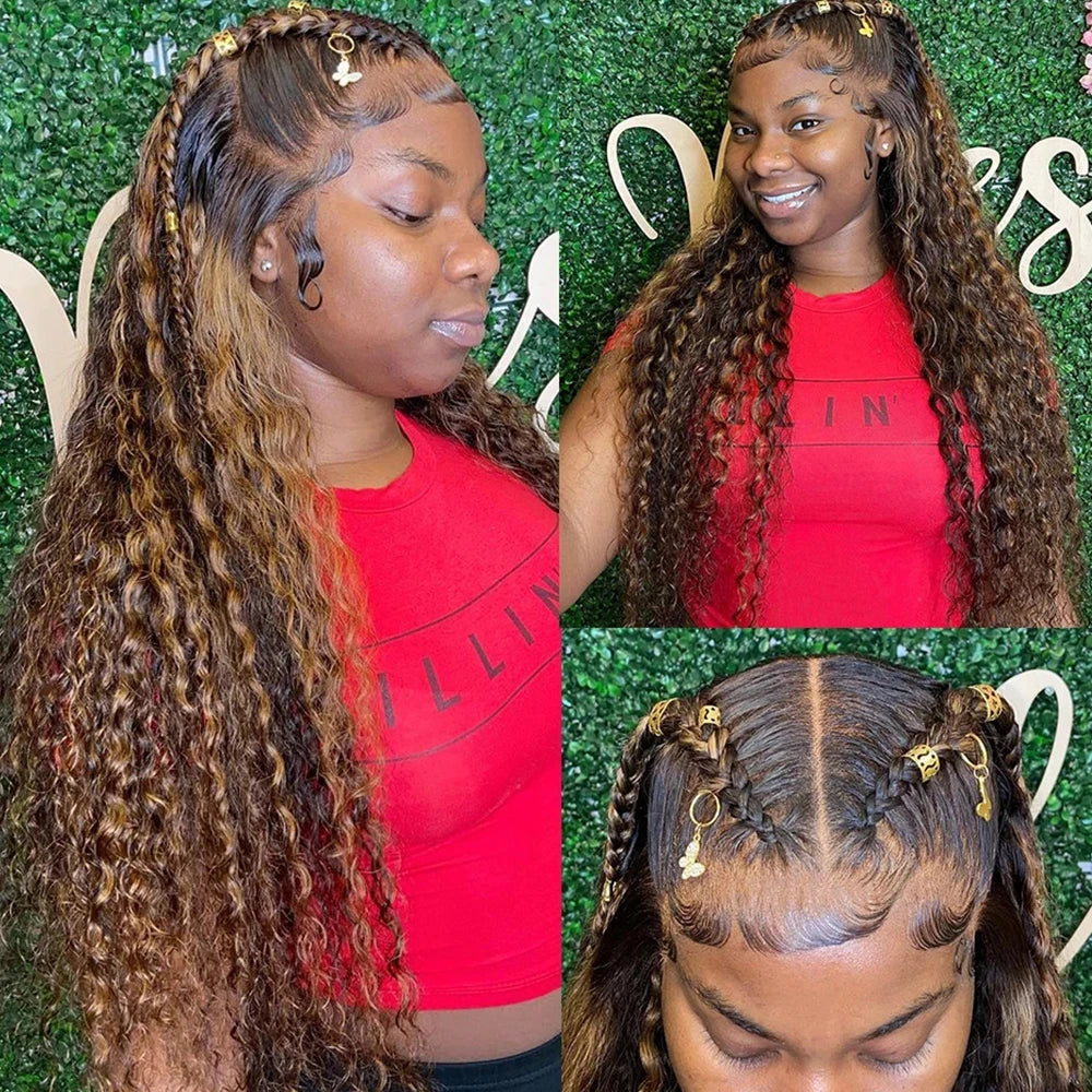 Premium Brazilian Honey Blonde Lace Front Wig - 13x4 HD Deep Wave Human Hair Wig for Women