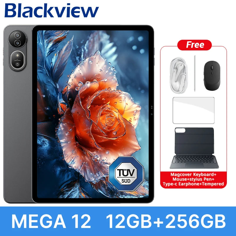 【World premiere】Blackview MEGA 12 Tablet 5G 12.2" 2.4K 120Hz Display Dimensity 7200 CPU IP69K Waterproof 50MP 10000mAh Pad PC