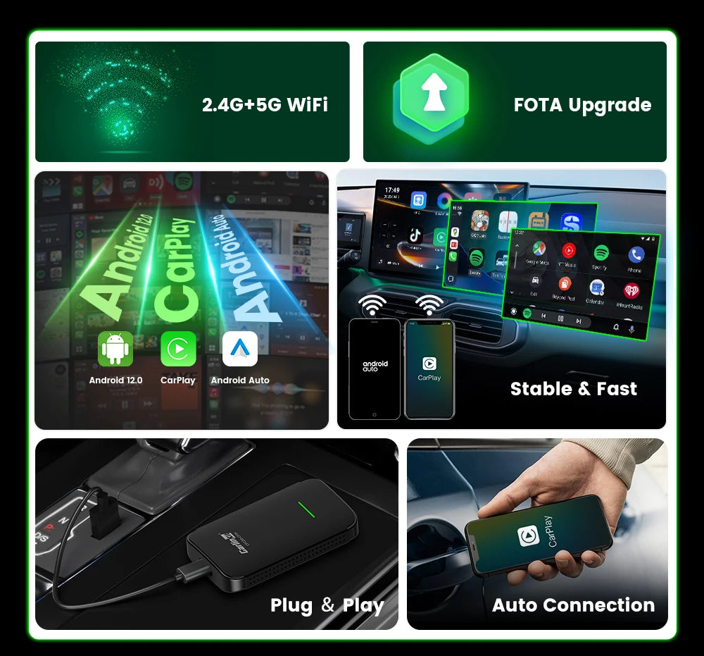 Carlinkit Android 12 CP2A Pro CarPlay Wireless Android auto Wireless Adapter Support Wired CarPlay Netflix YouTube TikTok Wifi