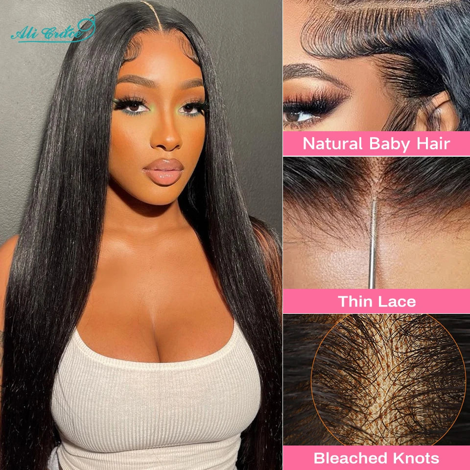 Ali Grace Straight Human Hair Wigs Bleached Knots 13x4 Lace Front Wig Brazilian Straight Hair Pre-plucked Hairline For Women