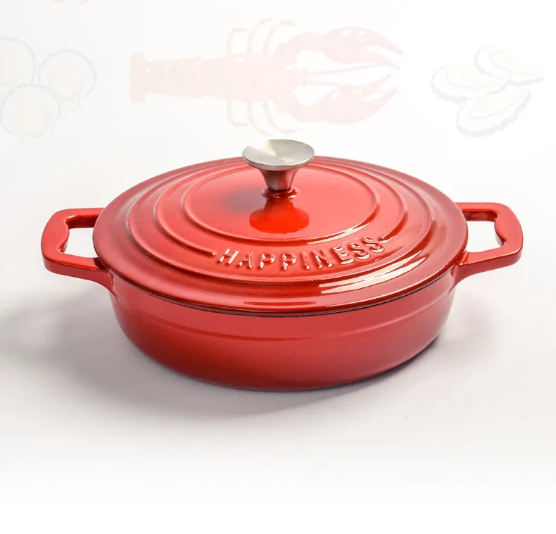 23cm Enameled Cast Iron Dutch Oven 2 Quart Heavy Soup Pot Casserole Dish For Bread Baking And Stew Kitchen Nonstick Braised Pot