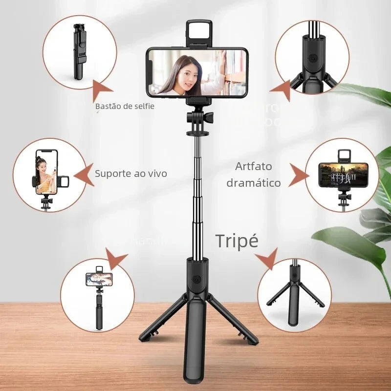MEUYAG Wireless Selfie stick Tripod With Fill Light Bluetooth Shutter Remote Control Portable Foldable Monopod For Smart Phone