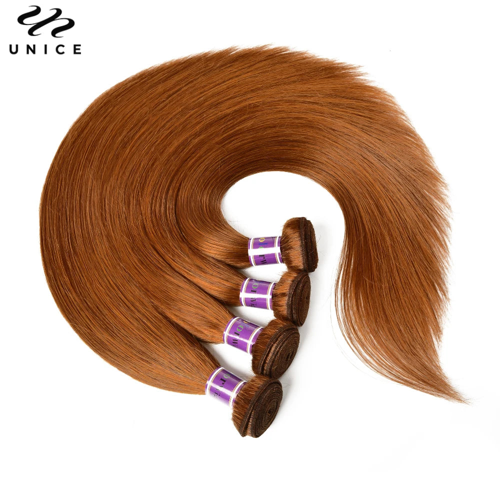 UNice Hair #30 Arburn Silky Straight Virgin Human Hair Bundles 1/3/4 PCS Deal 100Grams 10A Grade 100% Human Hair Extensions