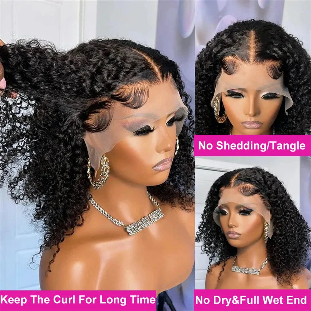 Brazilian Deep Wave Bob Wig - 100% Human Hair Lace Front Wig for Women