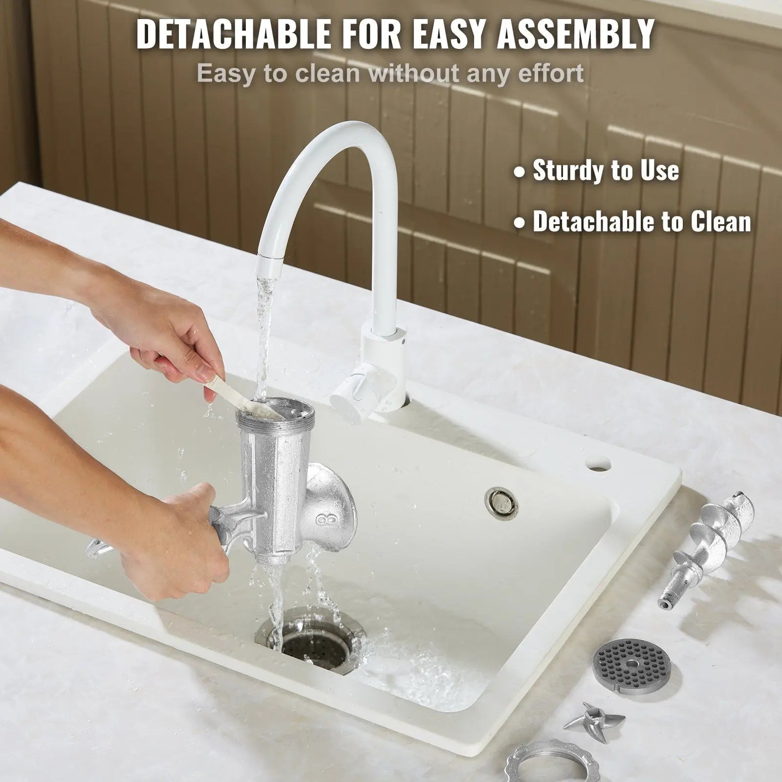 Heavy Duty Manual Meat Grinder Sausage Maker Cast Iron Hand Grinder Steel Table Clamp 1 Cutting Blade 2 Cutting Plates 3 Sausage