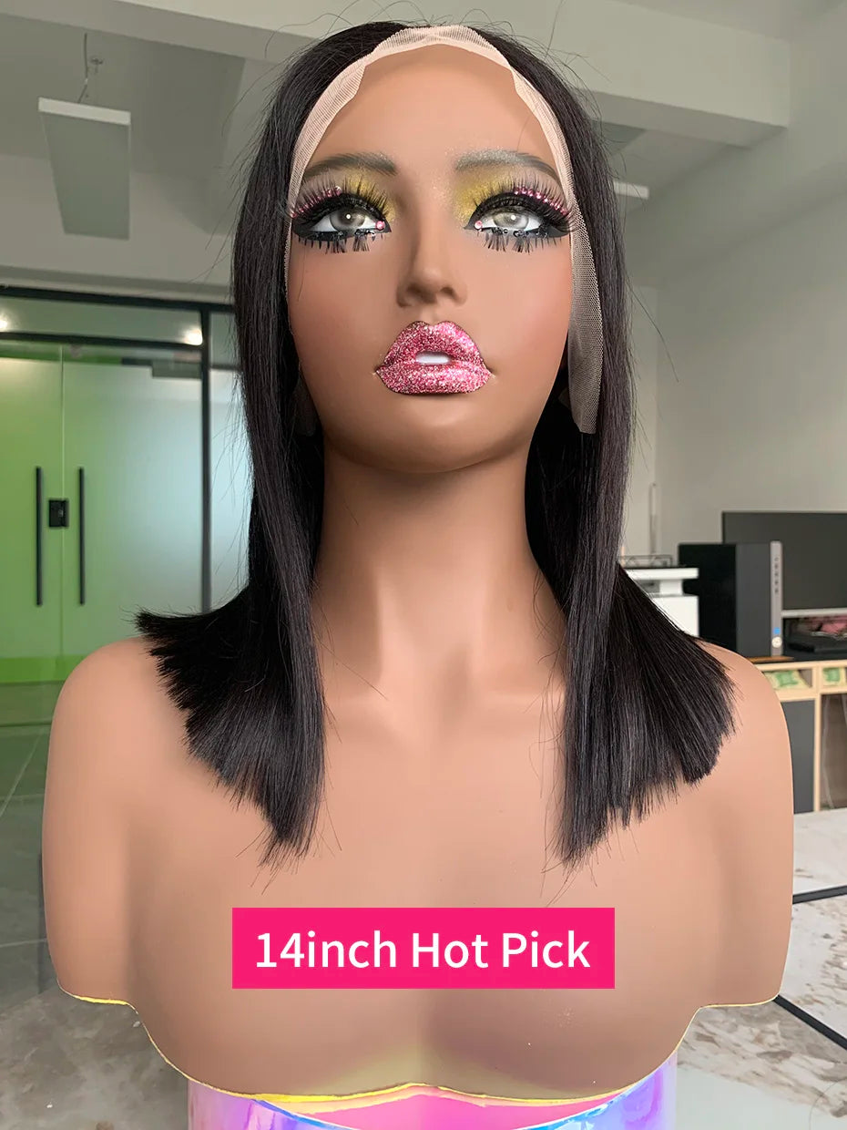 5x5 13x4 13x6 Bone Straight Bob Short Wigs Half Lace Front Wig Human Hair Vietnamese Raw Human Hair Lace Frontal Wig 250 Density