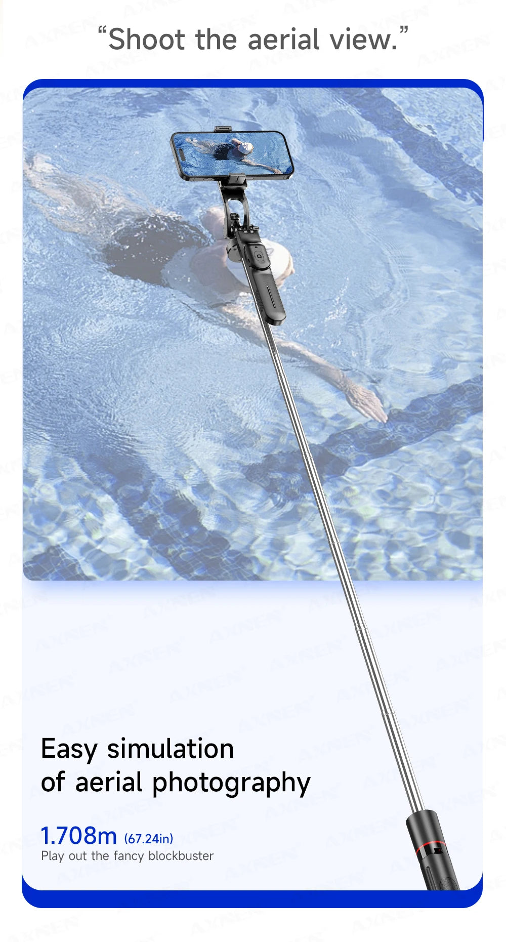 AXNEN New 1.7M Wireless Selfie Stick Tripod Foldable Stand For Gopro Action Camera Smartphones Balance Steady Shooting Live Vlog