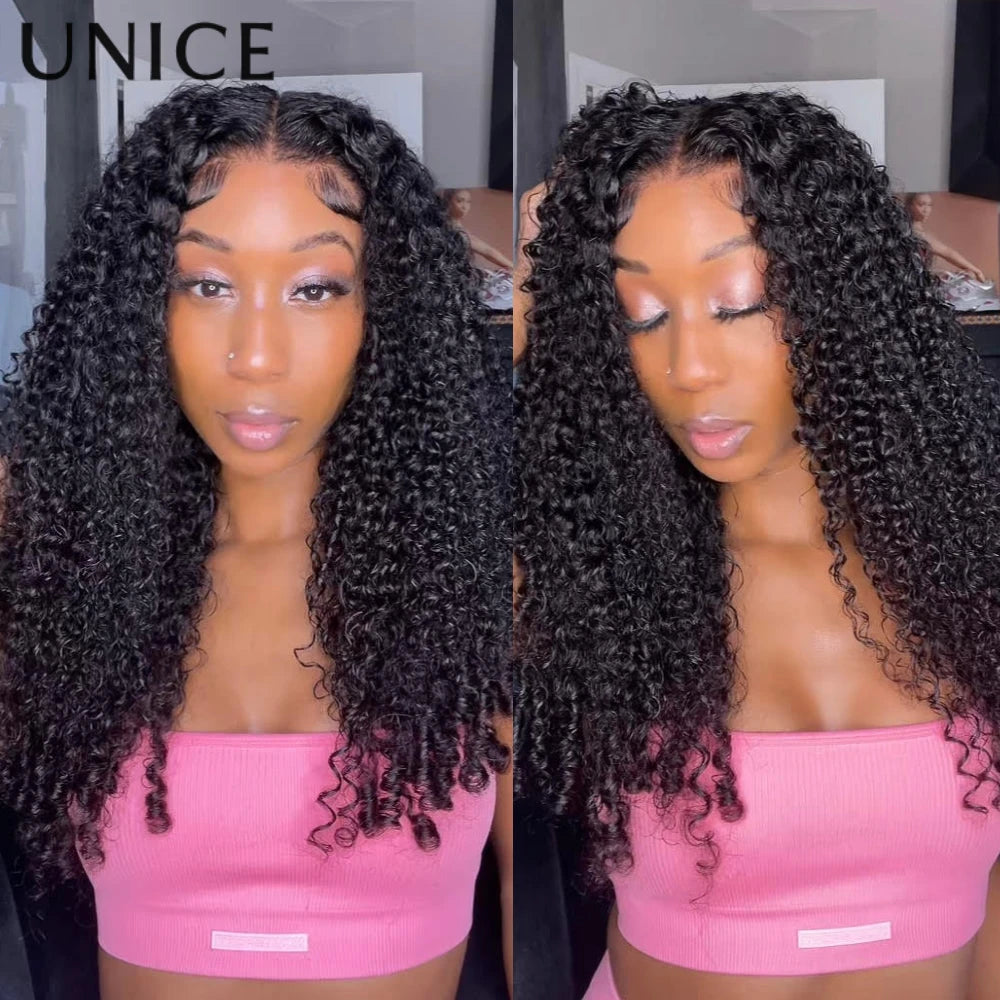 UNice Hair 7x5 & 13x4 Lace Curly Wig With Finger Coil Ends Pre Cut Pre Bleached Glueless Wig Human Hair Ready To Wear