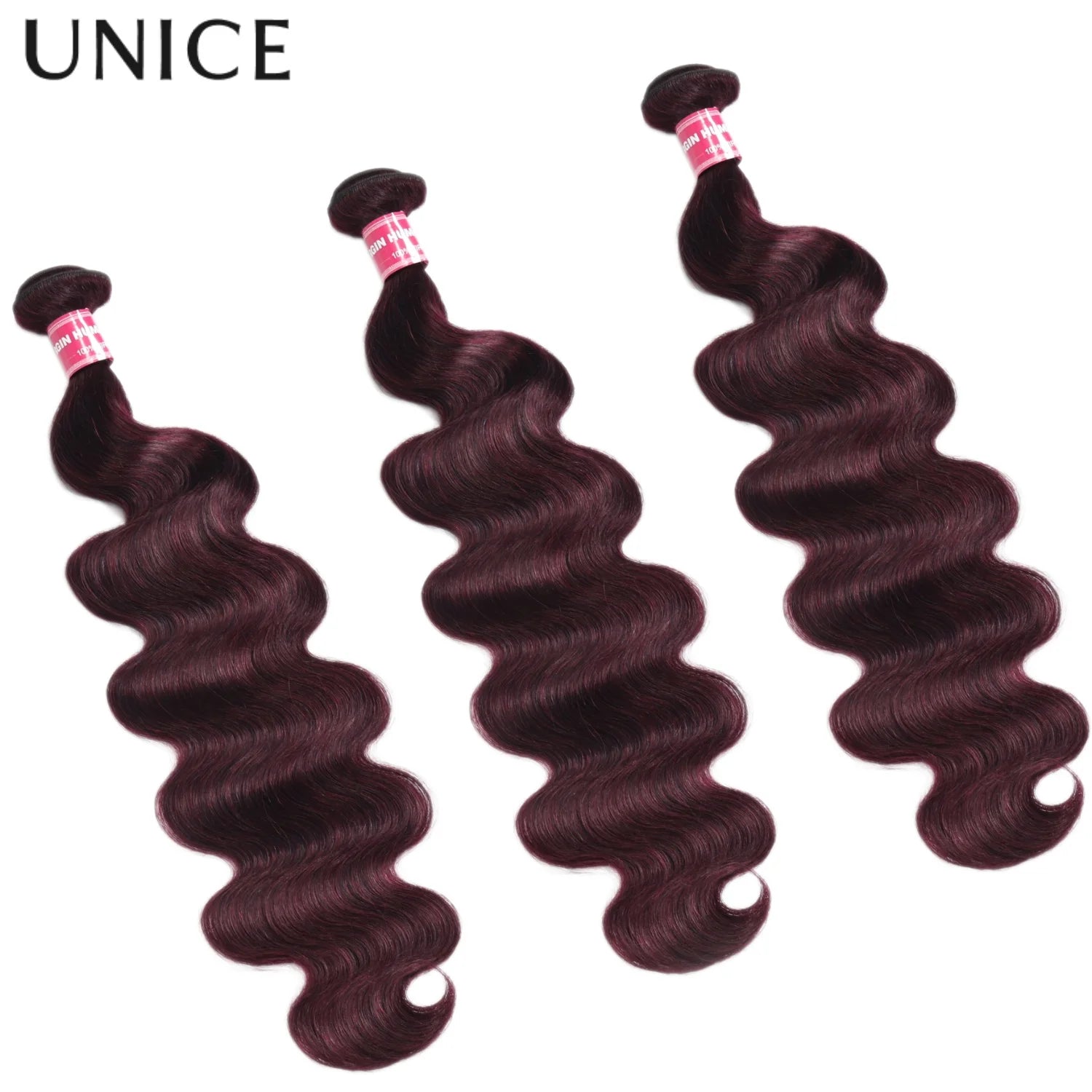 UNice Hair Bundles 3 Pcs/1 Bundle Hair Purple Black Cherry Body Wave Virgin Human Hair Bundles