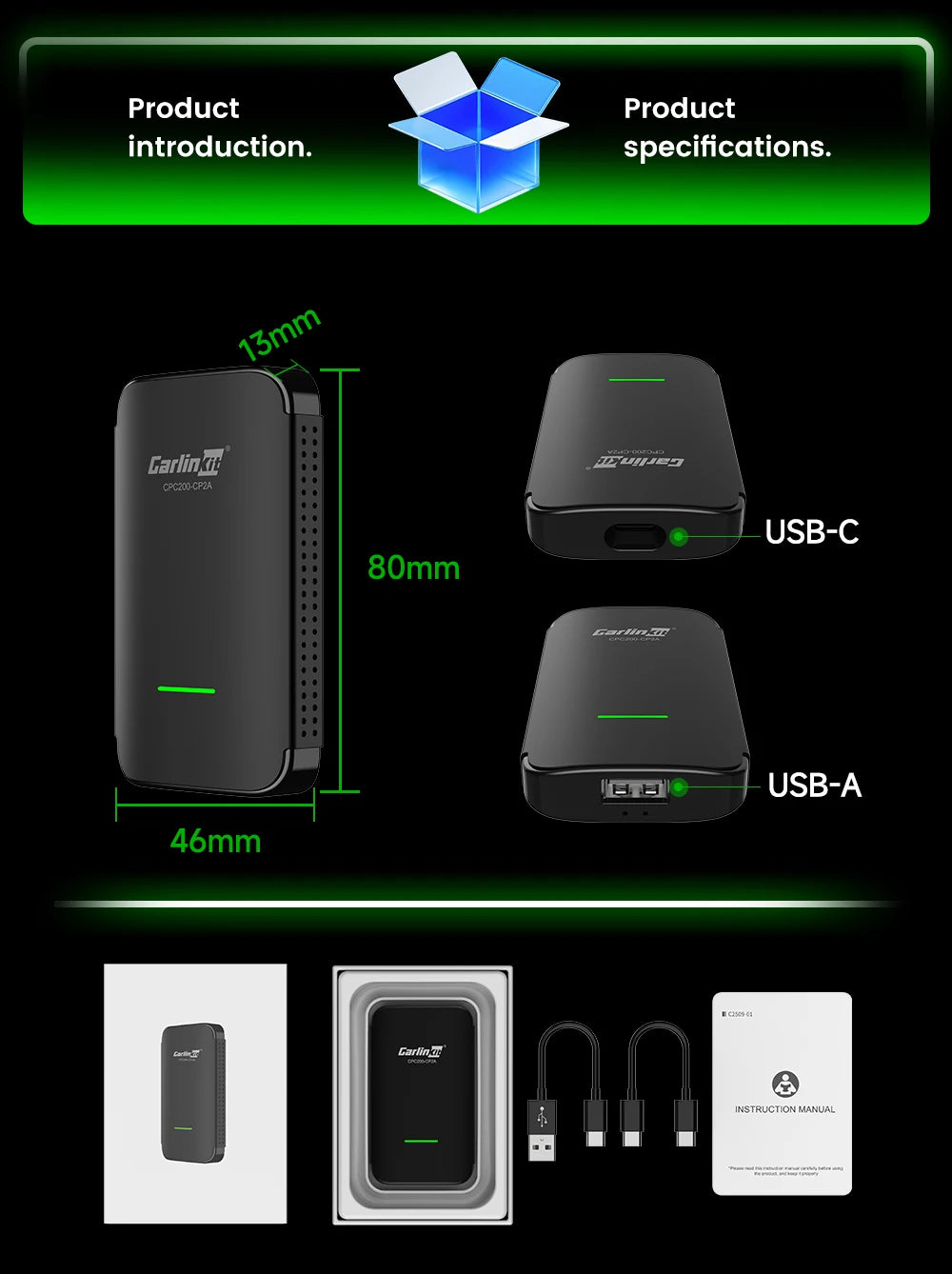 Carlinkit Android 12 CP2A Pro CarPlay Wireless Android auto Wireless Adapter Support Wired CarPlay Netflix YouTube TikTok Wifi