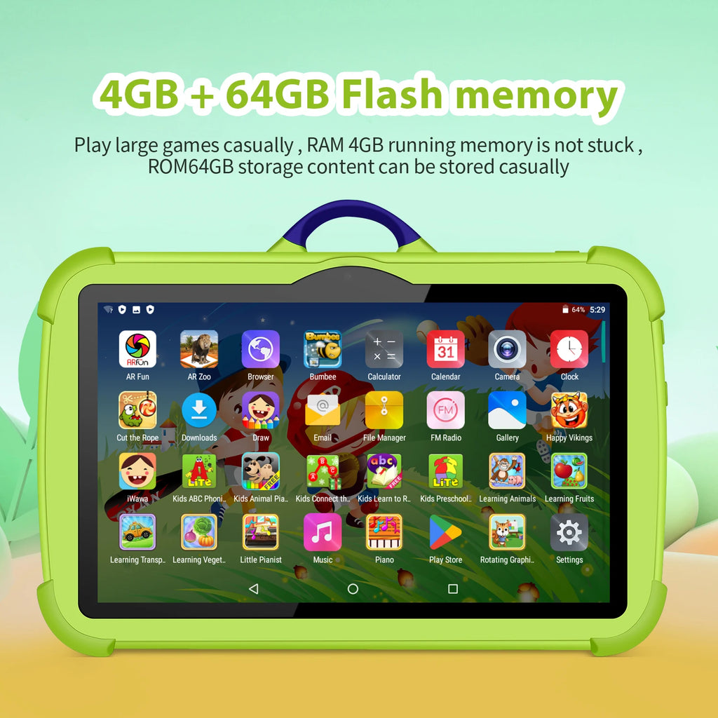 New 7 Inch WiFi Tablet MTK Chip Quad Core 4GB RAM 64GB ROM Android 9.0 Google Play Support Bluetooth Kids Tablet Pc 4000mAh