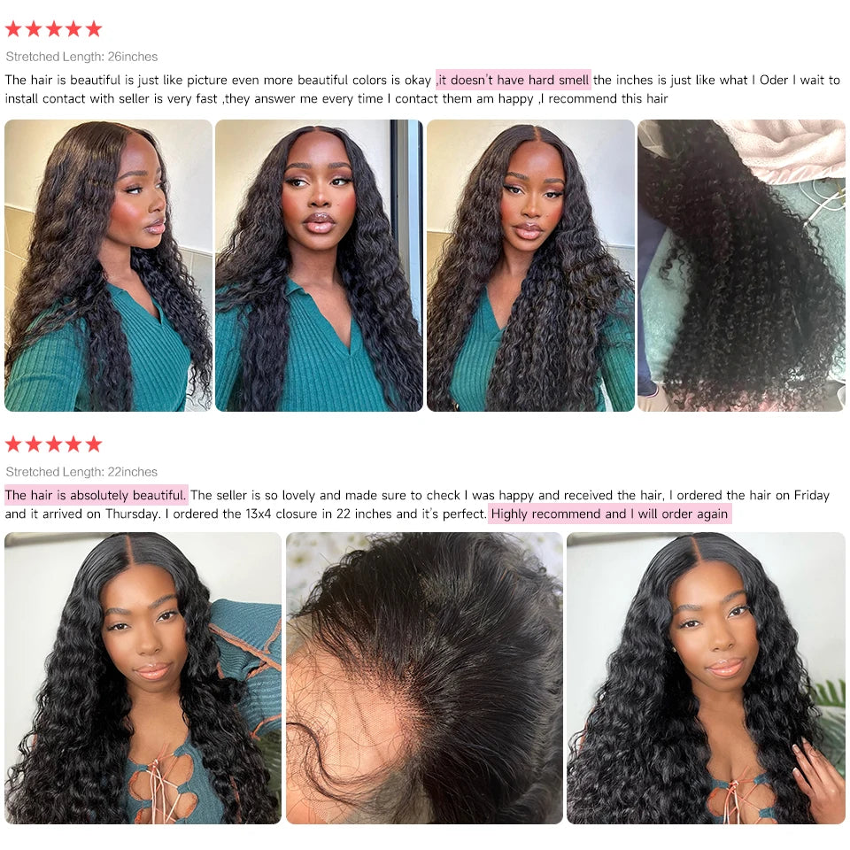Ali Grace Glueless Wig Peruvian Water Wave 13x4 Lace Front Human Hair Wig Preplucked Water Deep Wave Lace Front Wigs For Women