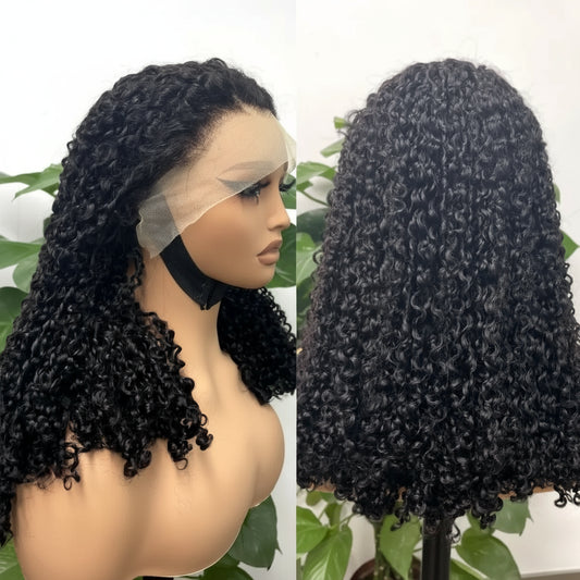 Premium 350% Density Kinky Curly Human Hair Wig - 13x4 Lace Front Bob Wig for Women