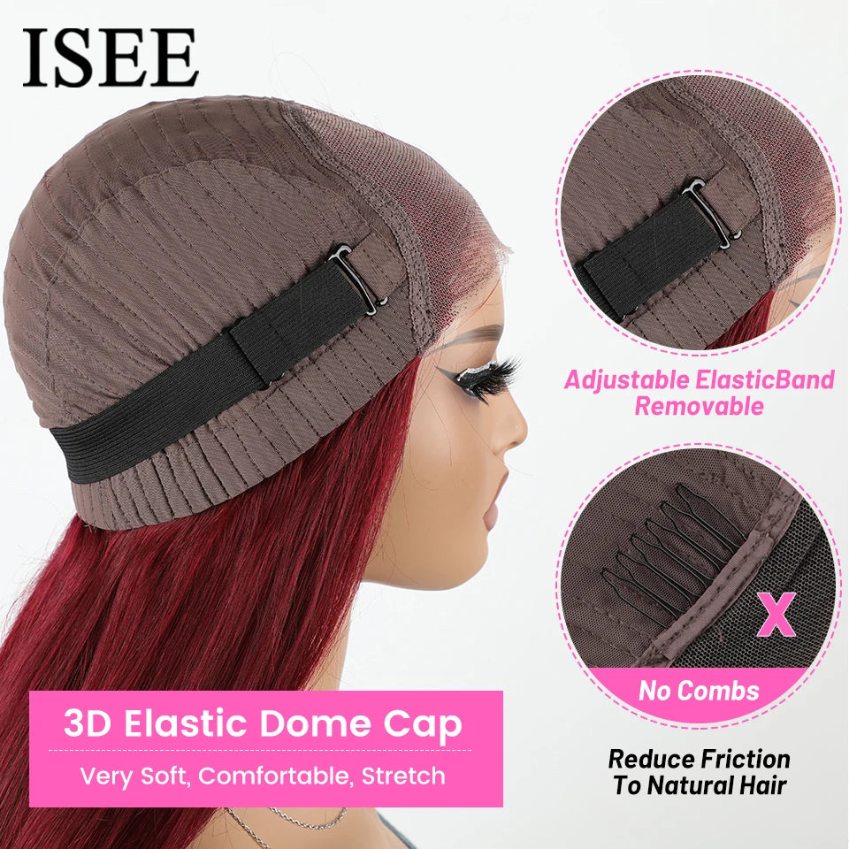 99J Burgundy Glueless Wig - Brazilian Straight Human Hair Lace Front Wig 24 Inch