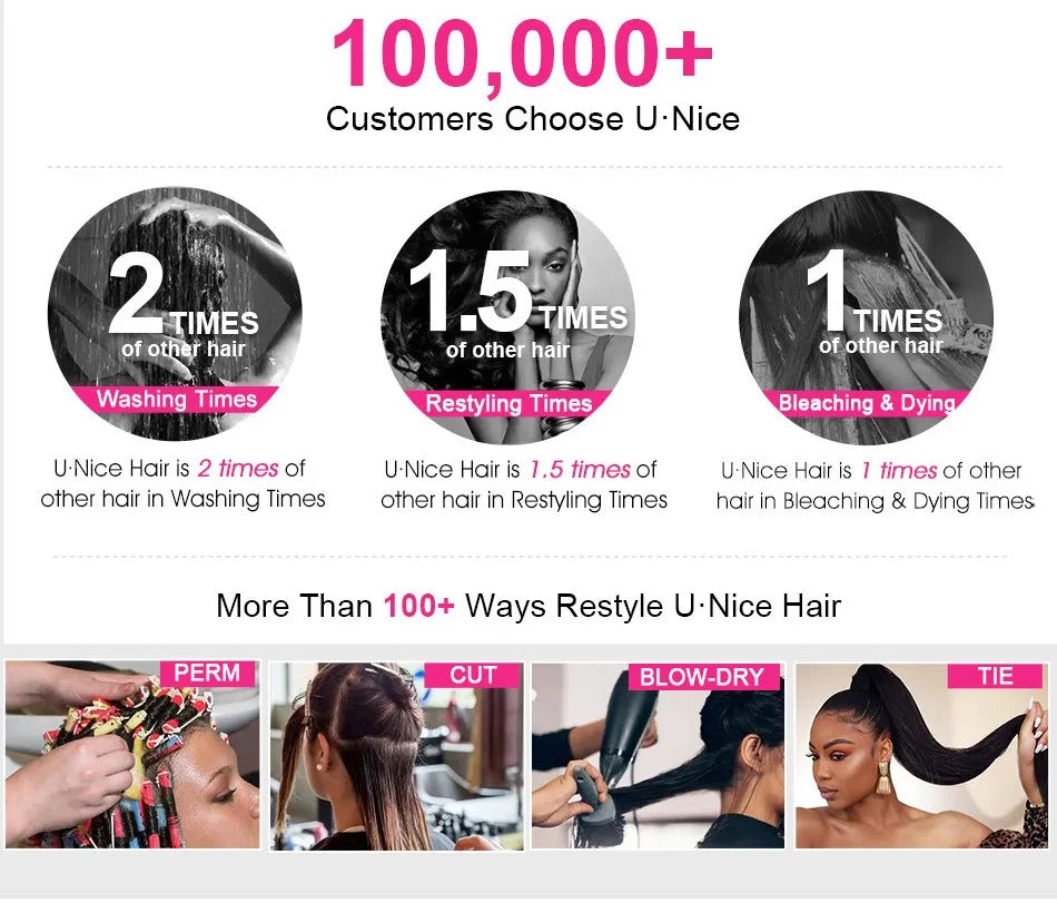 UNice Body Wave Human Hair Bundles With Closure Natural Color 100% Human Hair Bundles 3PCS With 4x1 / 4x4 / 5x5 HD Lace Closure