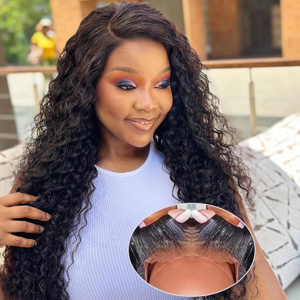 NEW IN 7x5 Wear And Go Glueless wigs Human Hair Pre Bleached Water Wave HD Lace Front Wig Pre Cut Pre Plucked Glueless Wig