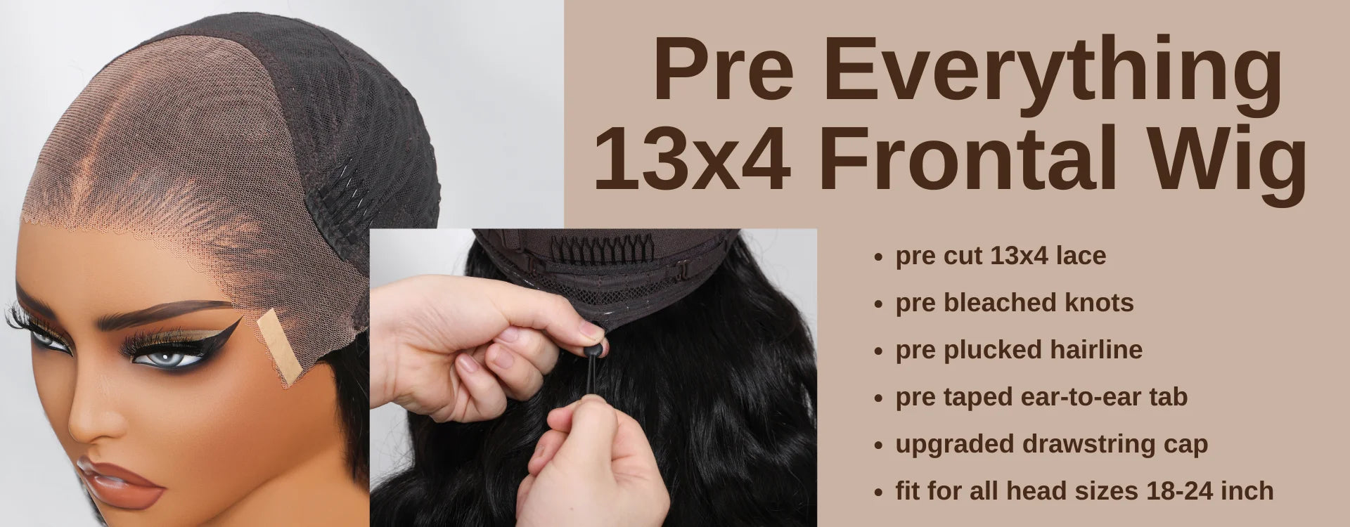 UNice Hair Drawstring Cap 13x4 Human Hair Lace Frontal Wig With Bangs FB30 Balayage Body Wave Wig Pre Everything Glueless Wigs