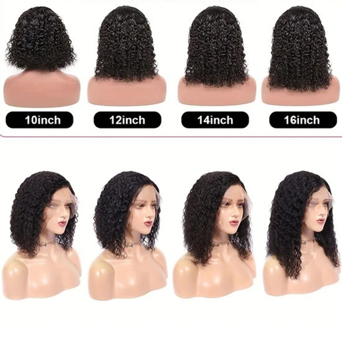 Deep Wave Short Bob Wig 13x4 Lace Front - 180% Density Brazilian Virgin Human Hair