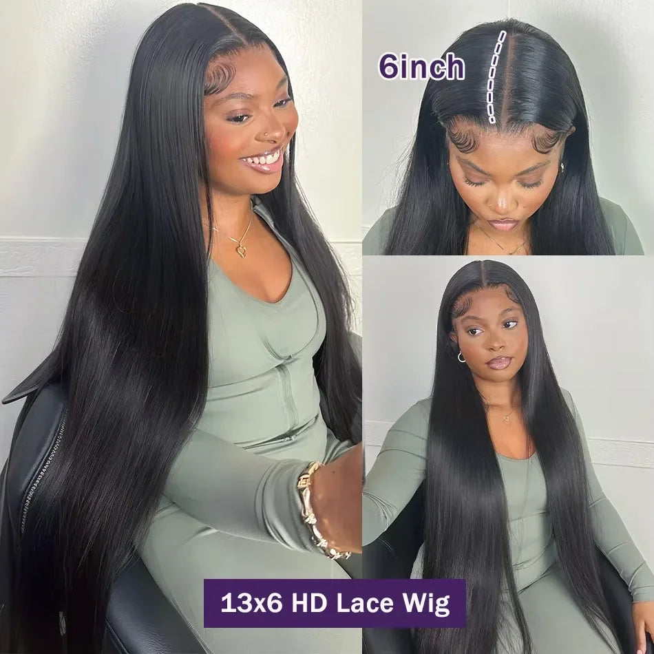 20 22 24 Inch 13x4 13x6 HD Transparent Bone Straight Lace Front Wigs 200 Density 360 Lace Brazilian Human Hair Wigs For Women